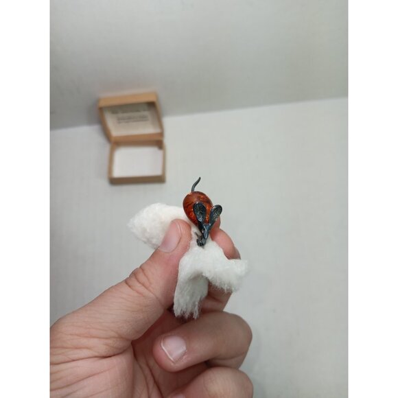 925 Sterling Silver Amber Stone Mouse Pin 4.20g Jewelry Brooch Animal Rodent - Picture 2 of 6